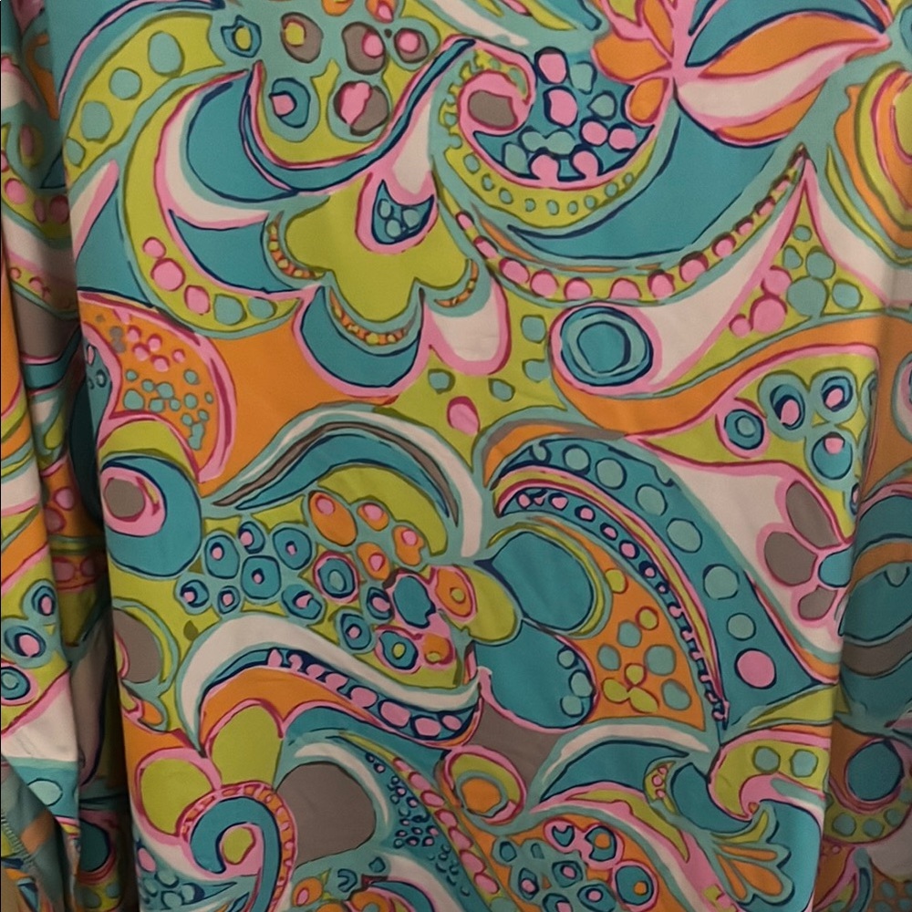 Trina Turk Multicolor Paisley Print Boatneck Top - Teal, Yellow, Pink - Picture 5 of 8